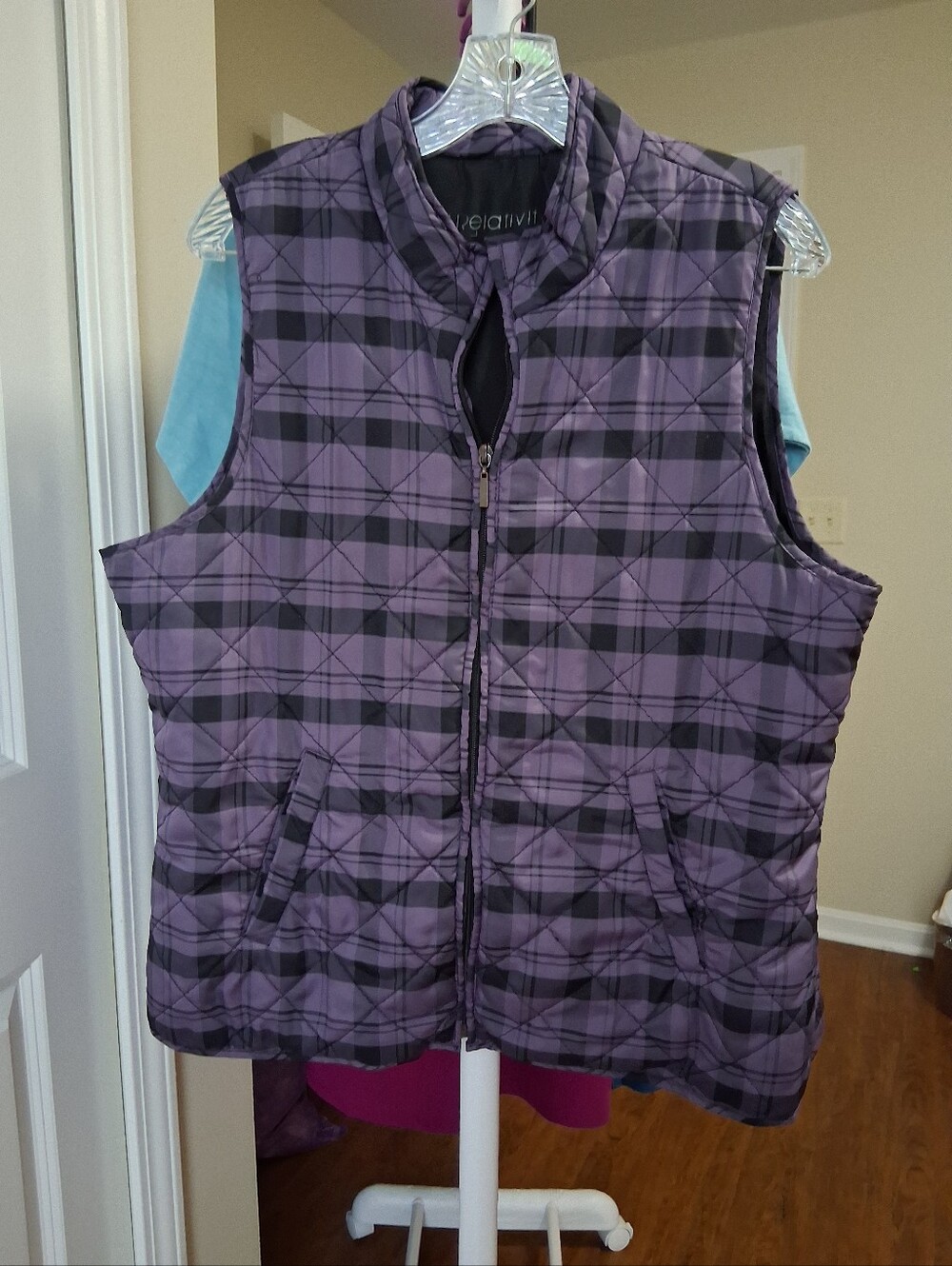 Relativity Purple Plaid Quilted Vest